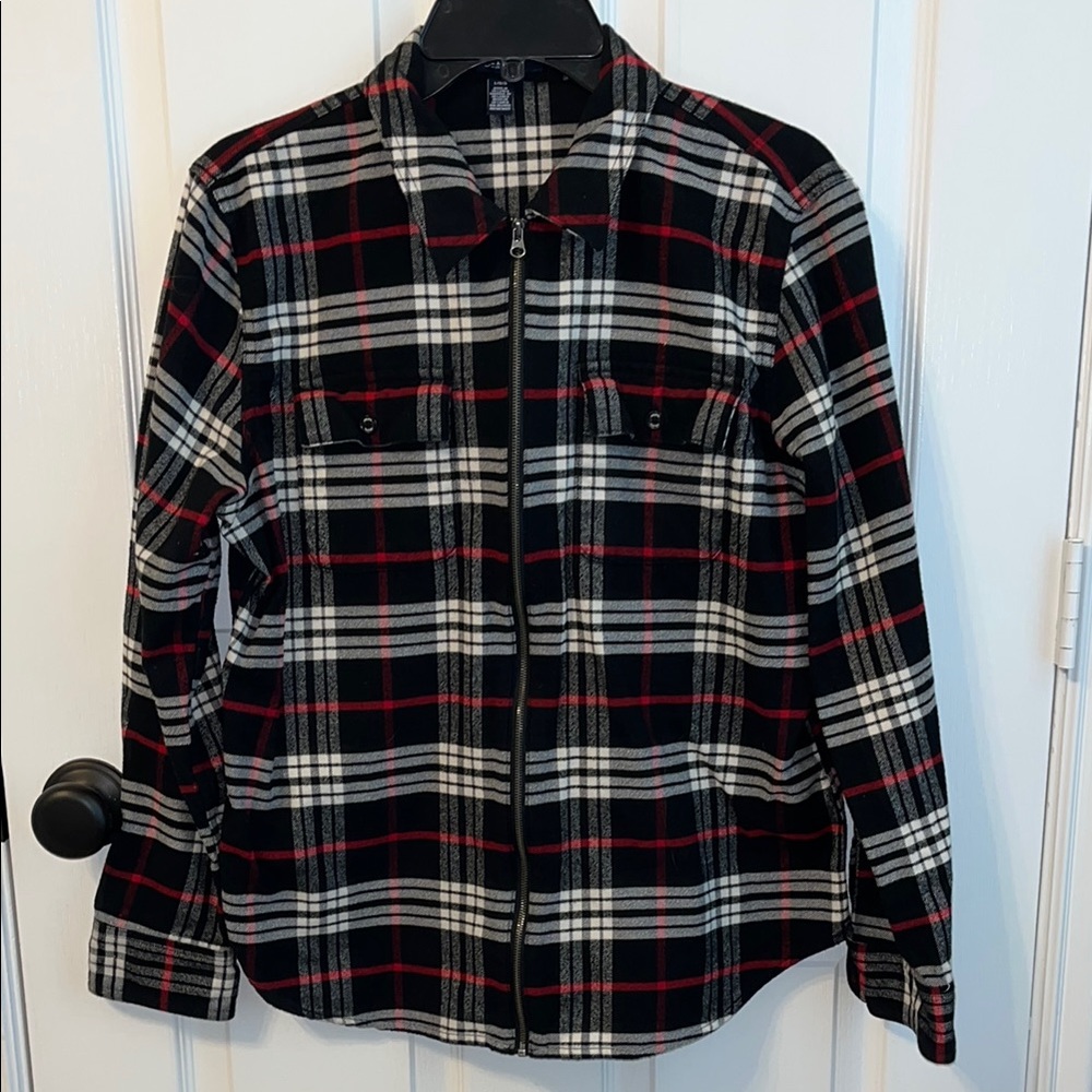 Plaid Flannel Zip-Up Jacket/top